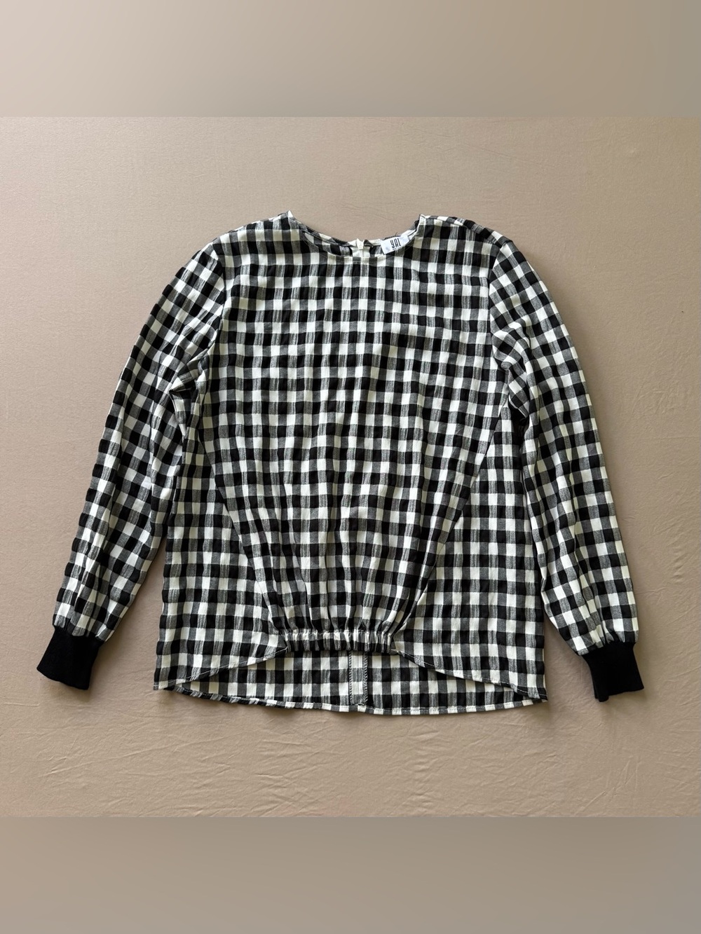 Yal New York Gauzy Gingham Long Sleeve Blouse